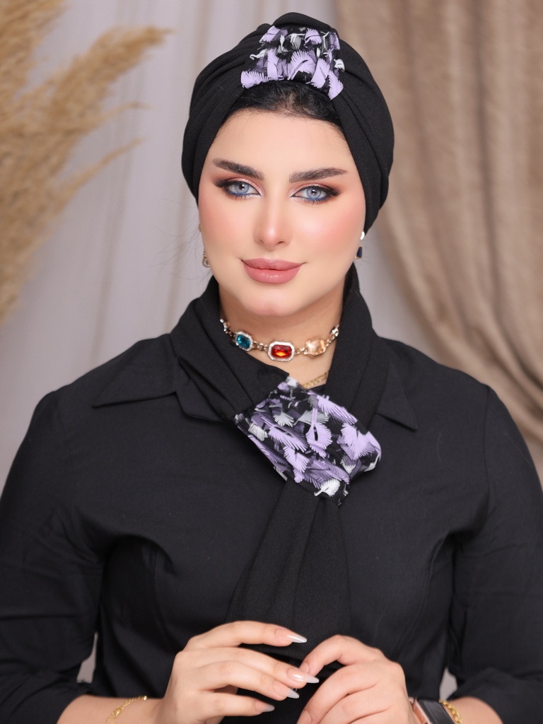 Turban  & Scarf two piece crepe material - Smile Turbans - 2281