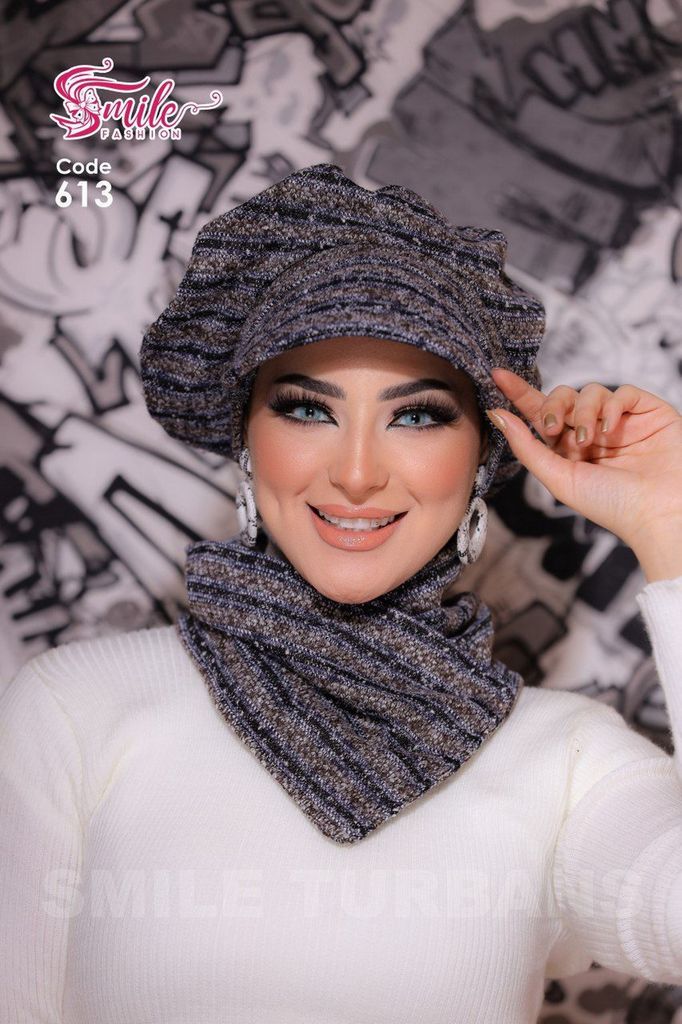 Beret & Scarf one piece knitwear - Smile Turbans - 613
