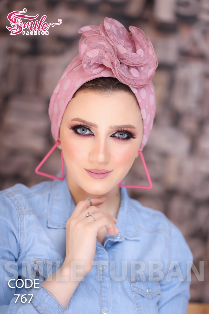 Turban flower with a brooch Tulle - Smile Turbans - 767