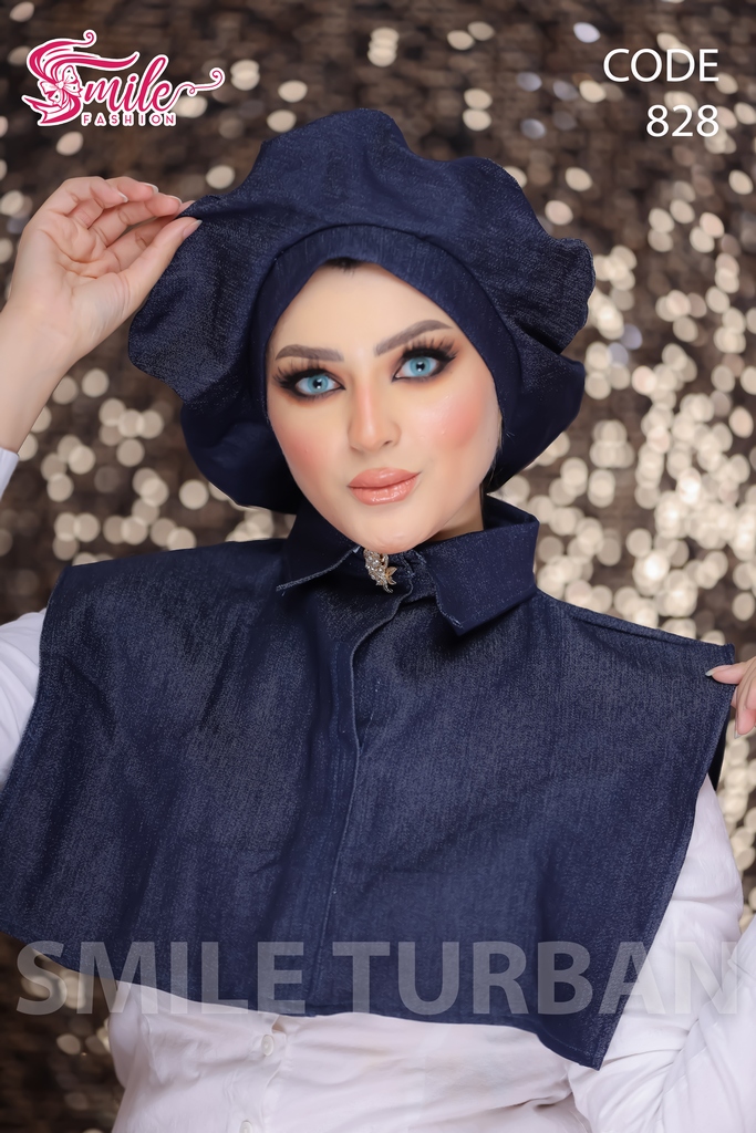 Beret  & Scarf Beret jeans - Smile Turbans - 828