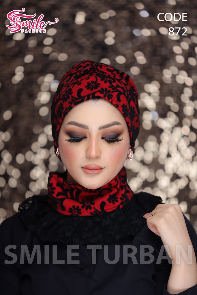 Turban  & Scarf Darby one piece Embroidered Tulle - Smile Turbans - 872