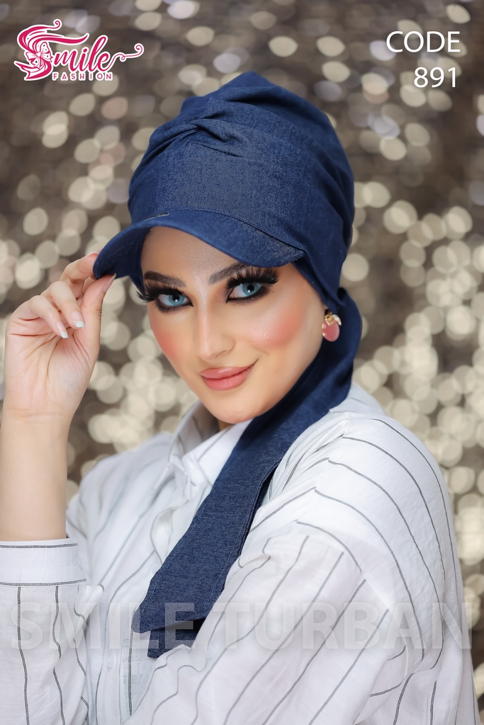 Cap & scarf Two-piece Cap with tie jeans - Smile Turbans - 891