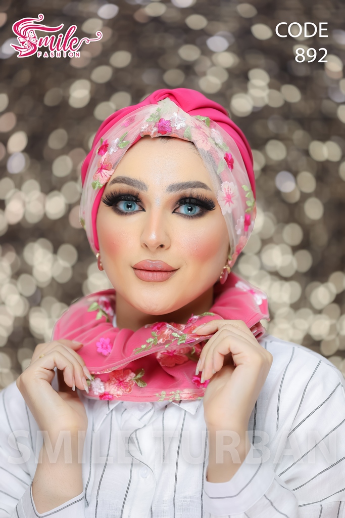 Turban  & Scarf One piece knot crepe material * Indian tulle - Smile Turbans - 892